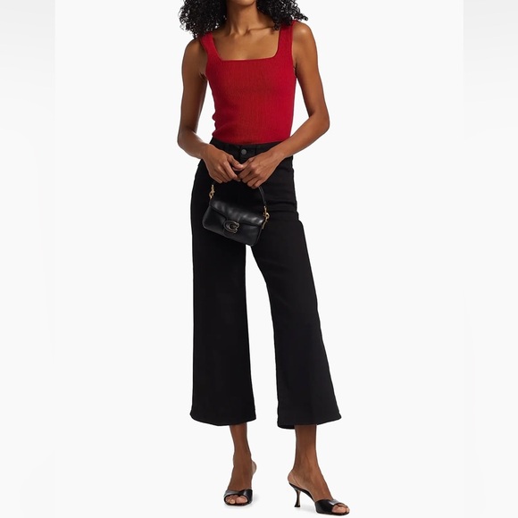 NWT Good American Good Waist Palazzo Crop Jeans Black High Rise Plus Size 28 - Picture 3 of 13